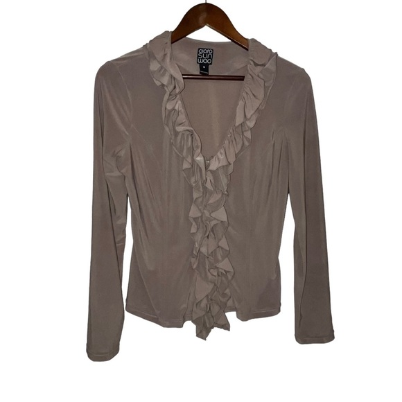 Clara Sun Woo Jackets & Blazers - Women's Clara Sun Woo Brown Fitted Ruffle Jacket